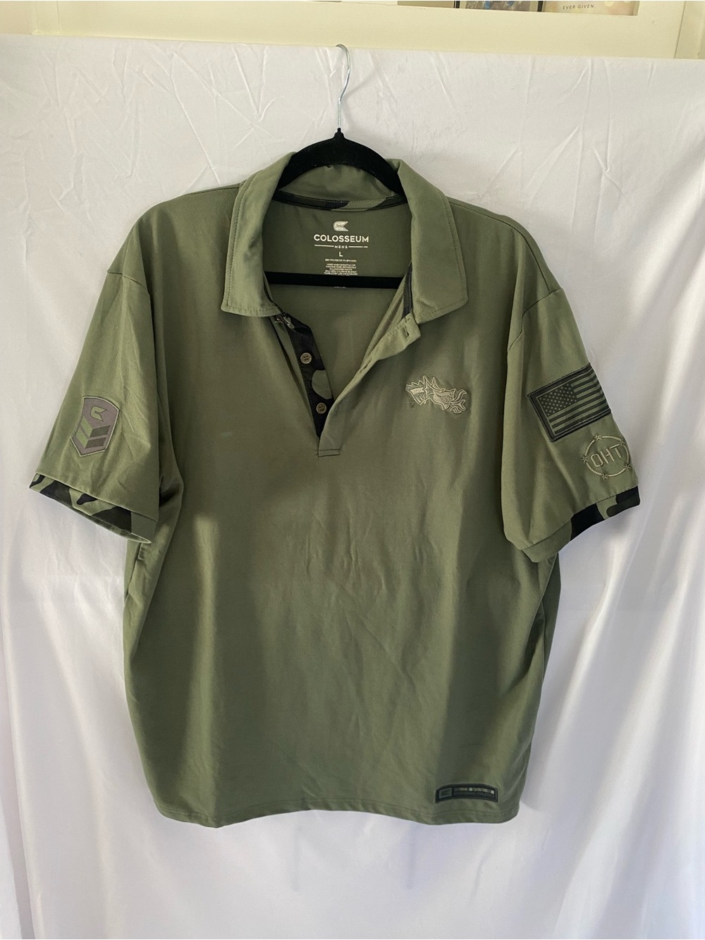 Colosseum Men's Olive Green Military-Inspired Polo
